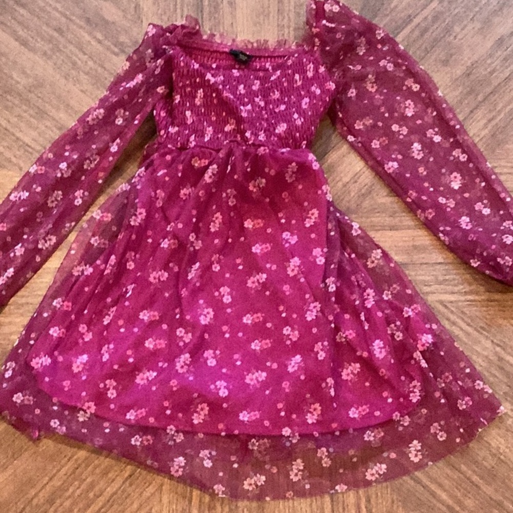 Art Class Berry Floral Dress